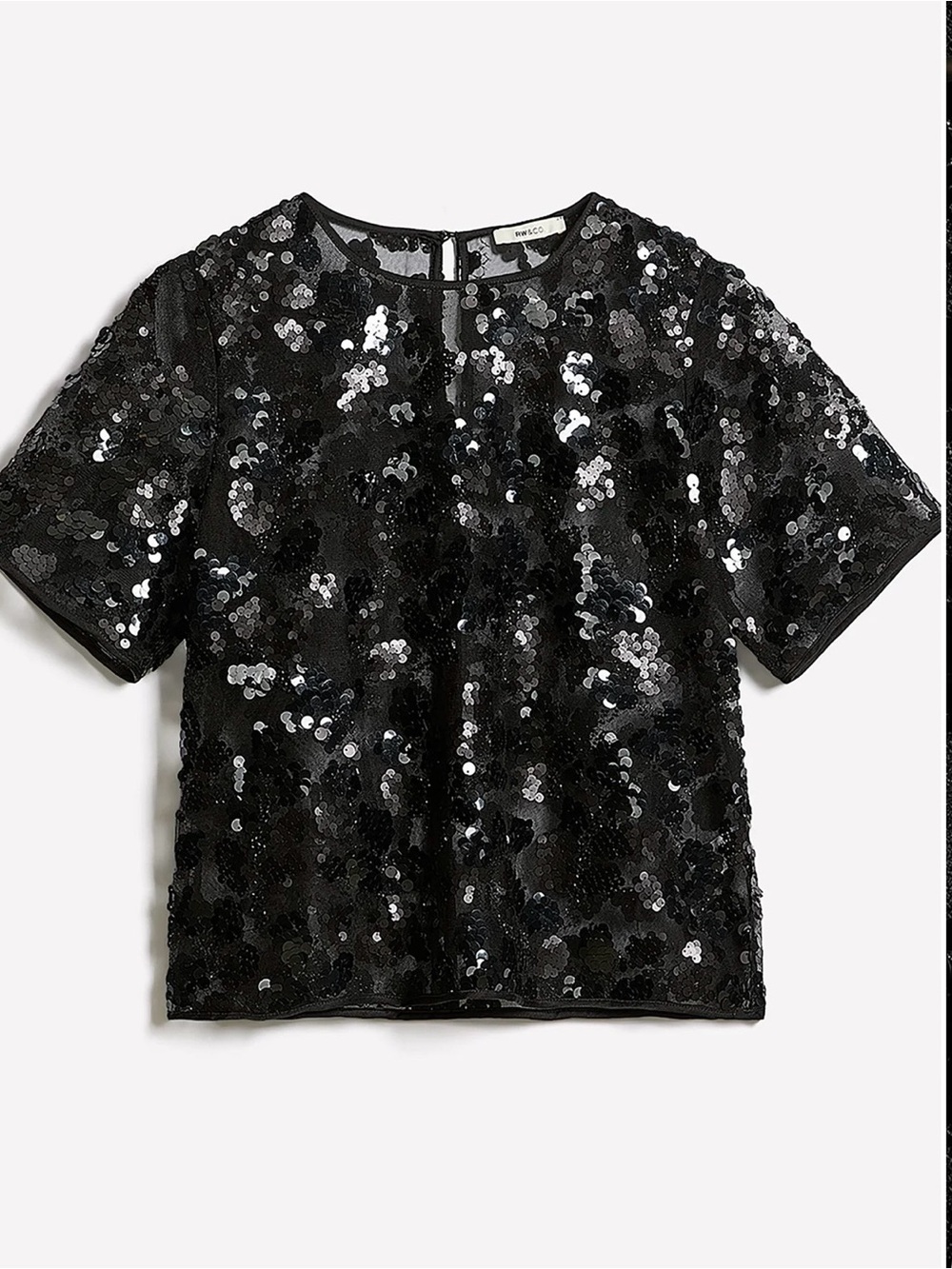 Short-Sleeve Crew-Neck Sequins Popover 🖤🖤Blouse, Brand new 🤩, black, size XS